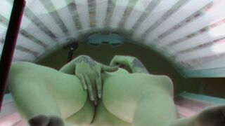 Punk Hottie Secretly Masturbating in Solarium Tube