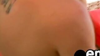 Good looking emo twink opens wide for two big long swords