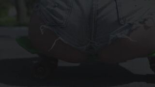 Blonde with short hair Lilly D masturbates in a car