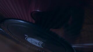 Horny brunette Leony April tickles her snatch with a feather