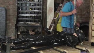 Mason Madison wrapped in ebony foil & gets his cock stroked