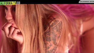 Blonde in ebony lingerie very seductive to her followers, she is lustful & wet.