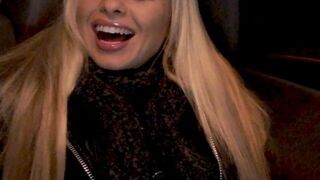 Slutty blonde banged in a public bathroom