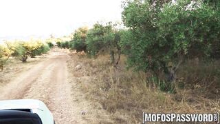 Naughty Kelly Aleman begs a massive cock dude to fuck her outdoors