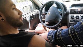 Horny Colombians Milo Star & Felipe Kun share steamy car sex
