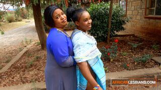 African STEPMOM Lesbo Girls Make Out In Public
