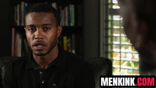 Max Konnor whips out thick shaft inside his big black cock toy Jake Waters