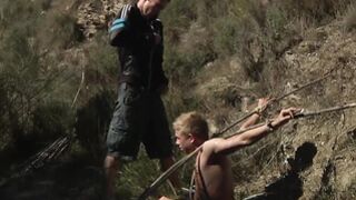 Astonishing twink Chris Jansen gets a chav cum load outdoor