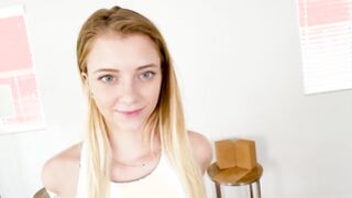 Skinny Flexible Teen w Bushy Cooter Spreads Wide