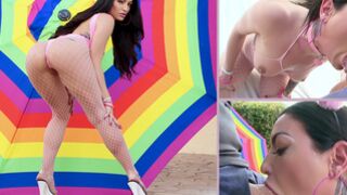 Kissa Sins drinks all of the semen after being banged in the throat