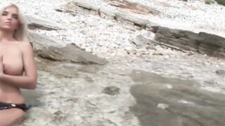 Big Boobed star Ines Cudna nude on the beach