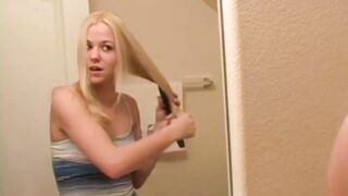Adorable blonde teen posing for photoshoot